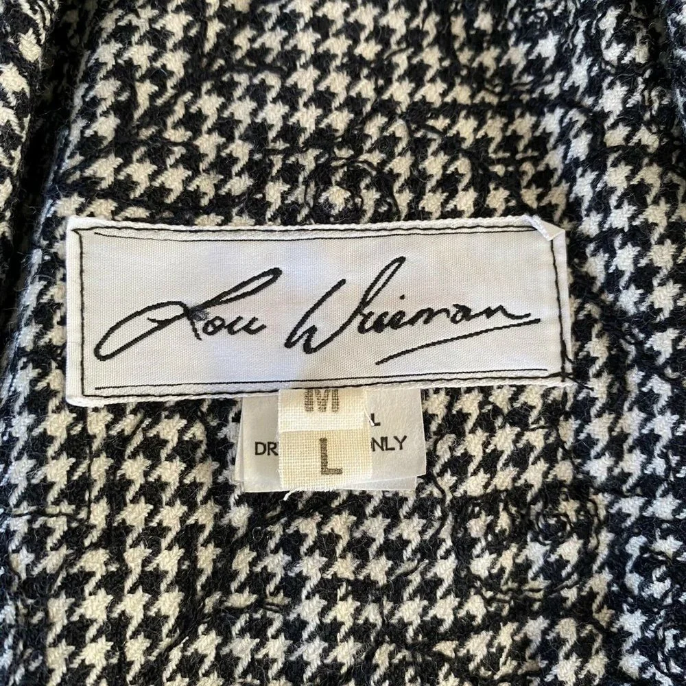 Vintage Women’s Size M/L Pure Wool Houndstooth Floral Boyfriend Blazer Jacket - Picture 10 of 12
